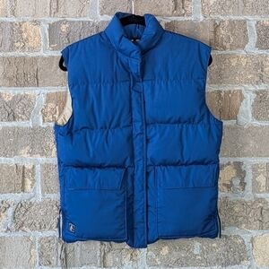 VTG Altra High Loft Prime Down Puffer Vest Size XS Blue Tan